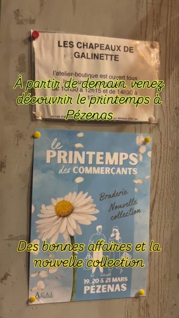 Jeudi, vendredi et samedi venez acheter à petits prix chez les commerçants de Pézenas, et découvrir en exclusivité la nouvelle collection: c’est le printemps 🐞🌼🌸.
#pezenas #printemps #casquette #chapeaux #bonnesaffaires