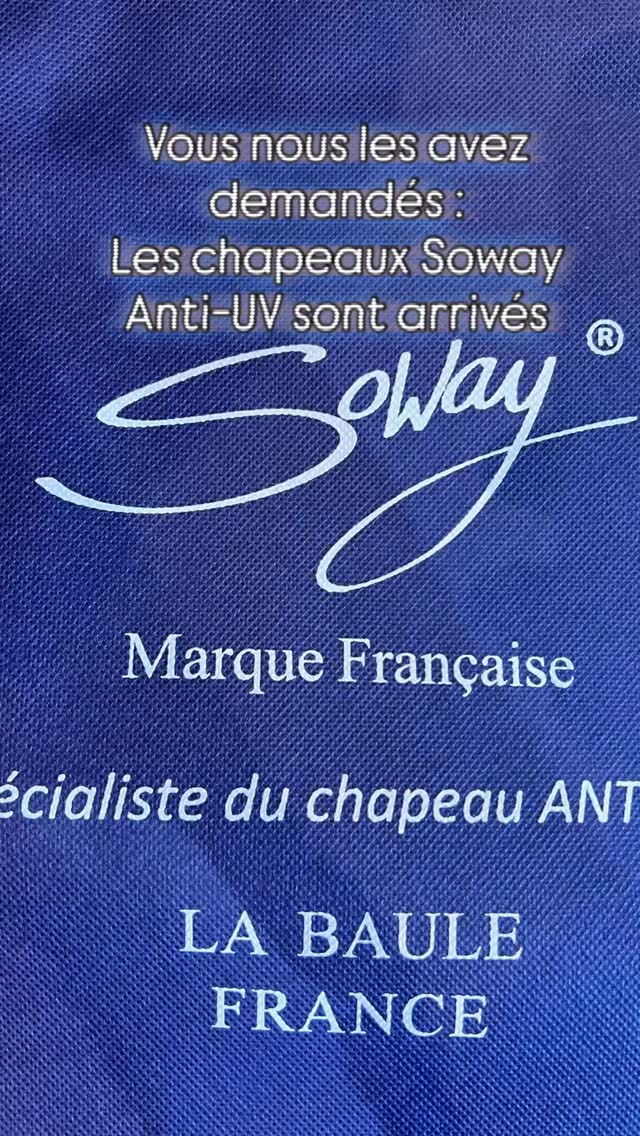 Soway la marque française recommandée par les dermatologues :
Protection UV 50+
Poids plume (- 100 grammes)
Anti-infrarouges 
Aéré 
Réglable
Vendu avec sa pochette pour le ranger